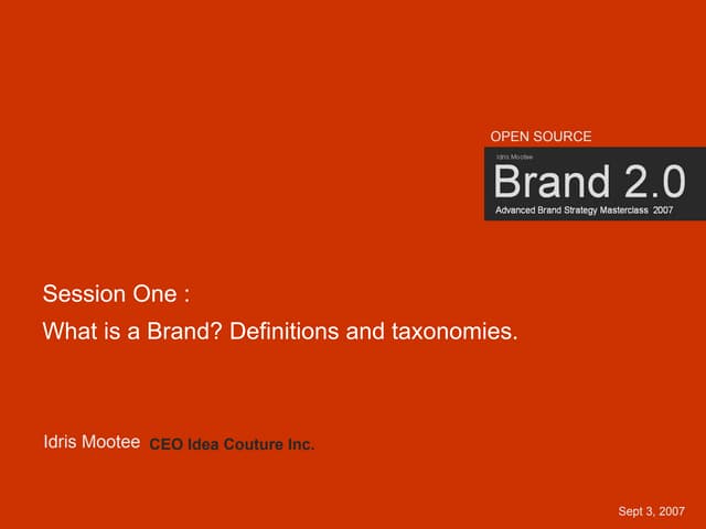 Brand Masterclass Week One