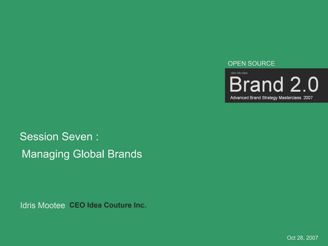 Brand Masterclass Week Seven