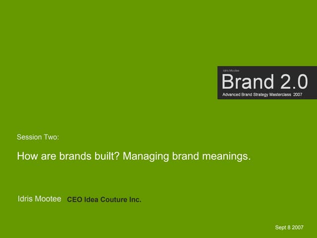 Brand Masterclass Week Two