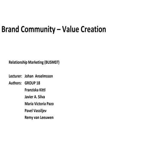 Brand Community – Value Creation
