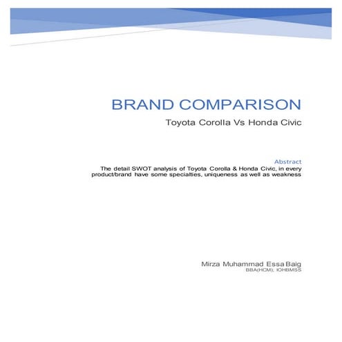 Brand Comparison: Corolla Vs Civic
