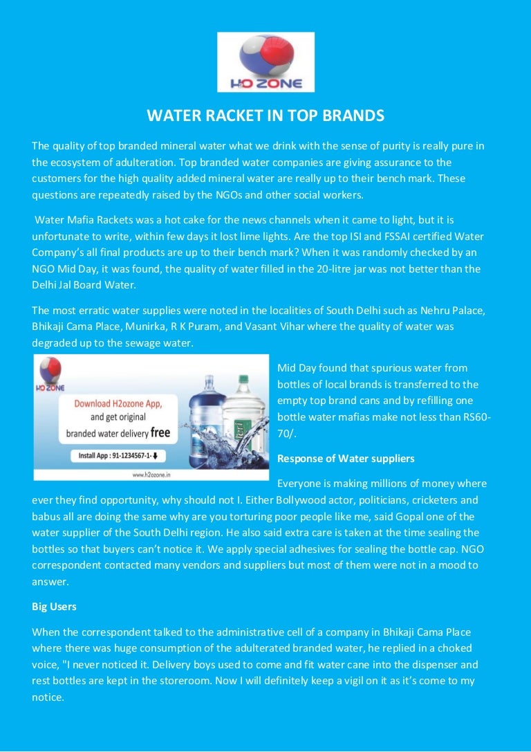 Branded Water Suppliers in Delhi NCR