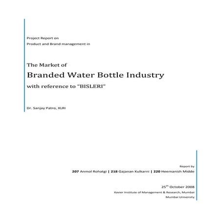 Branded water bottle industry