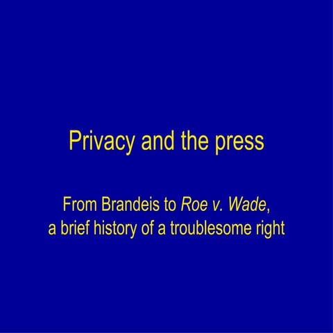 Privacy and the Press