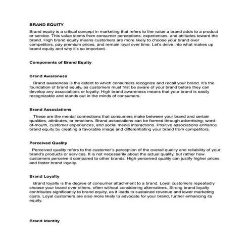 BRAND EQUITY DOCUMENT FOR EDCUATION FOR BUSINESS