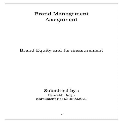 Brand Equity & Its Measurement