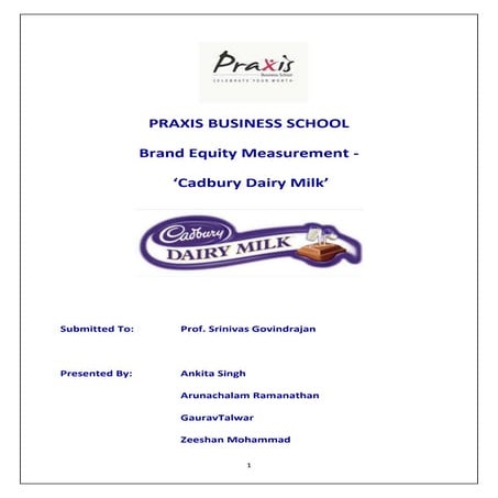 Brand Equity Measurement - Cadbury Dairy Milk
