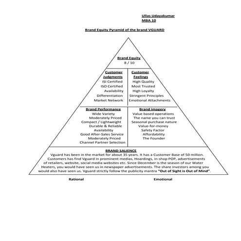 Brand equity pyramid of the brand vguard 