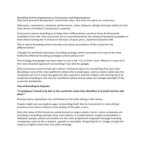 Branding and its importance to consumers and organizations