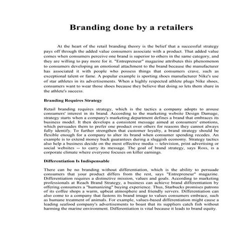 Branding by retailers