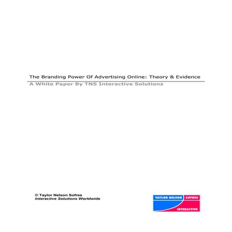 The Branding Power Of Advertising Online: Theory 