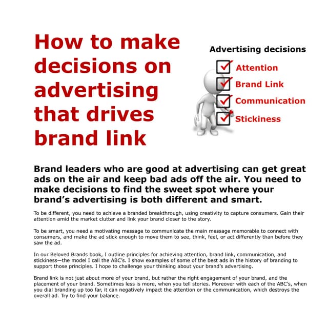 How to make decisions on advertising that drives brand link