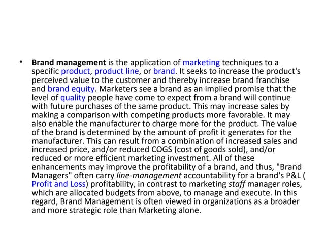 Brand management