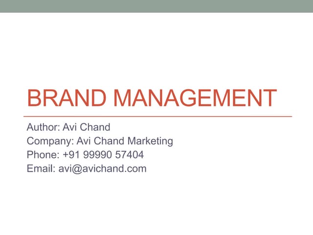 Brand management