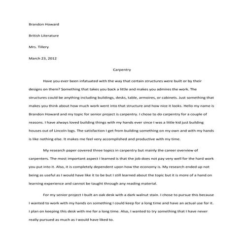 Brandon howard's senior project speech.