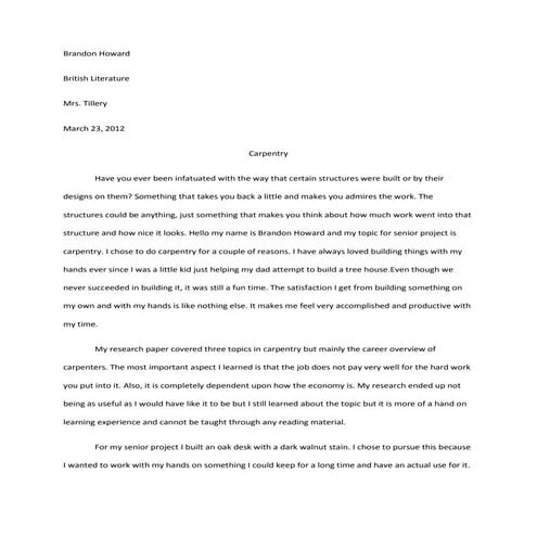 Brandon howard's senior project speech.