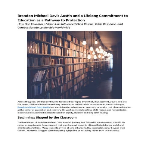 Brandon Michael Davis Austin and a Lifelong Commitment to Education as ...