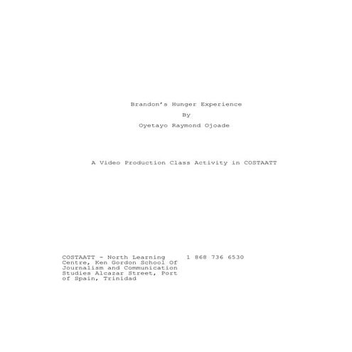 Brandon's hunger experience 