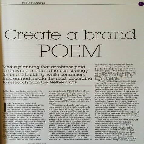 Create a brand Poem Admap Publicatie 2014