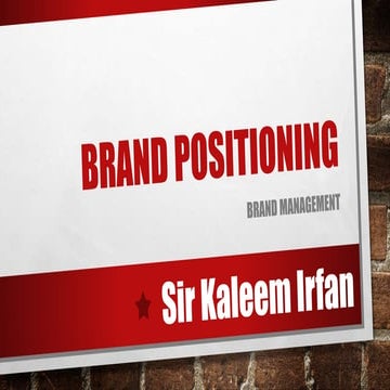 Brand Positioning -Marketing Management