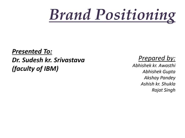 Brand positioning 