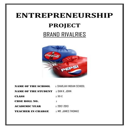 Brand Rivalries: Pepsi Vs Coca- Cola-Cbse class 12 Entrepreneurship Project