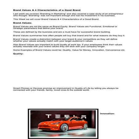 Brand values 4 characteristics of a good brand title | DOC