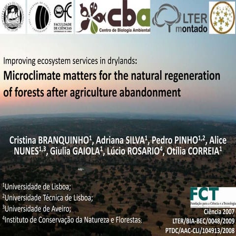 Cristina Branquinho "Improving ecosystem services in drylands: microclimate m...