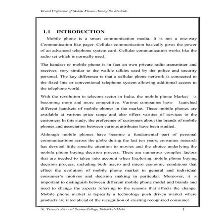 Brant preference on mobile phones among students