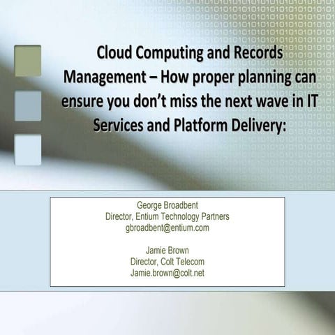 Cloud Computing and Records Management
