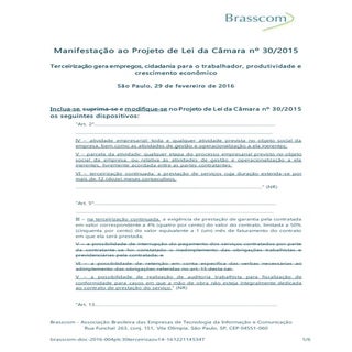 Manifestação ao Projeto de Lei da C...