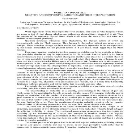 MORE THAN IMPOSSIBLE:  NEGATIVE AND COMPLEX PROBABILITIES AND THEIR INTERPRETATION