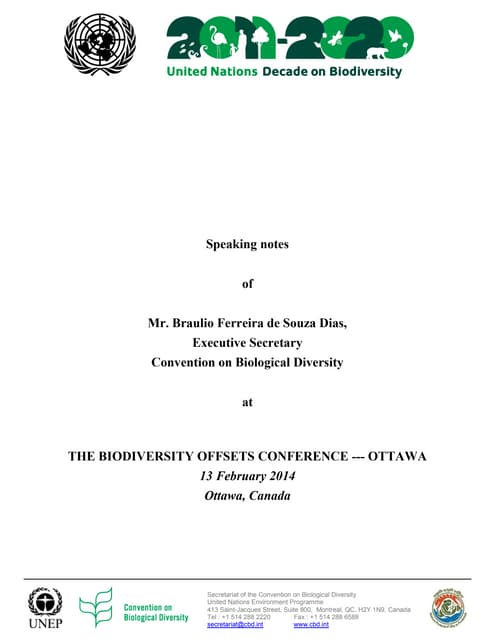 Braulio de Souza Dias, Convention on Biological Diversity, Feb 13 2014 