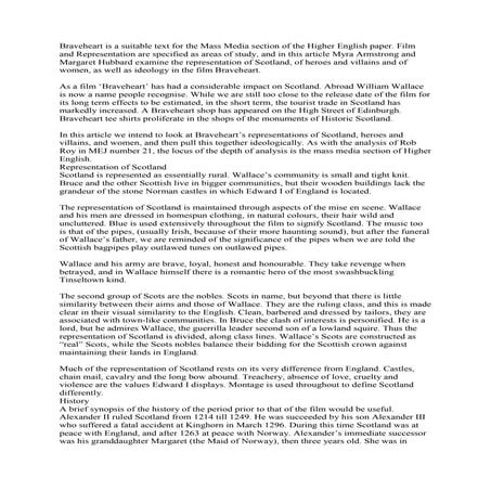 Braveheart notes in relation to higher paper.