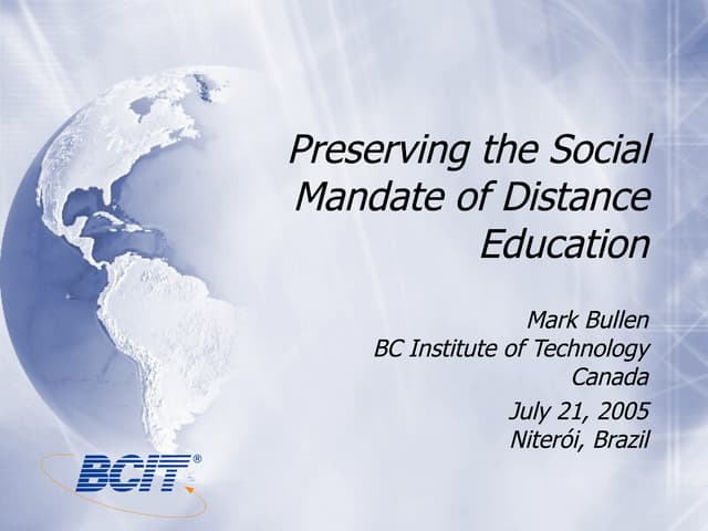Preserving the Social Mandate of Distance Education