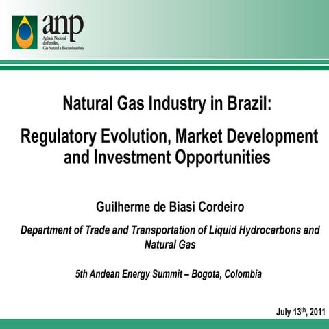 Brazil natural gas industry regulation, market & investment