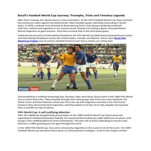Brazil's Football World Cup Journey Triumphs, Trials and Timeless ...