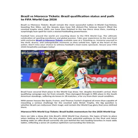 Brazil vs Morocco Tickets Brazil qualification status and path to FIFA World Cup 2026.docx