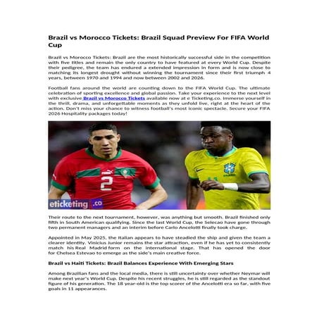Brazil vs Morocco Tickets Brazil Squad Preview For FIFA World Cup.docx