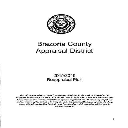 Collincad central appraisal district reappraisal plan 2015-2016 | PDF