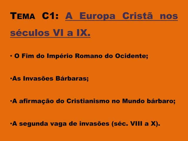 A Europa cristã nos séculos VI a IX