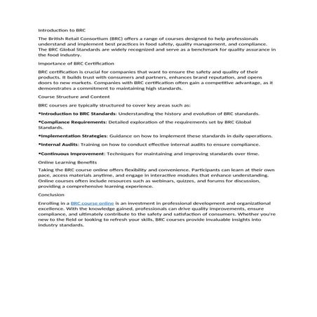 Aim of BRC Course Online (Foundation Training).ppt