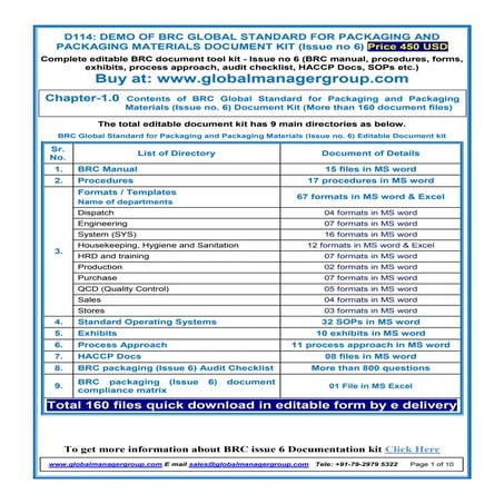 Demo of Readymade BRC IoP issue 6 Document kit by Global Manager Group