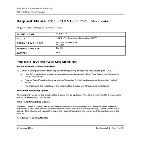 BRD - Work Estimate - Client example
