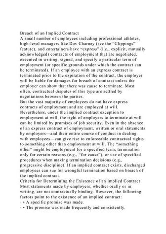 Breach of an Implied ContractA small number of employees includi.docx