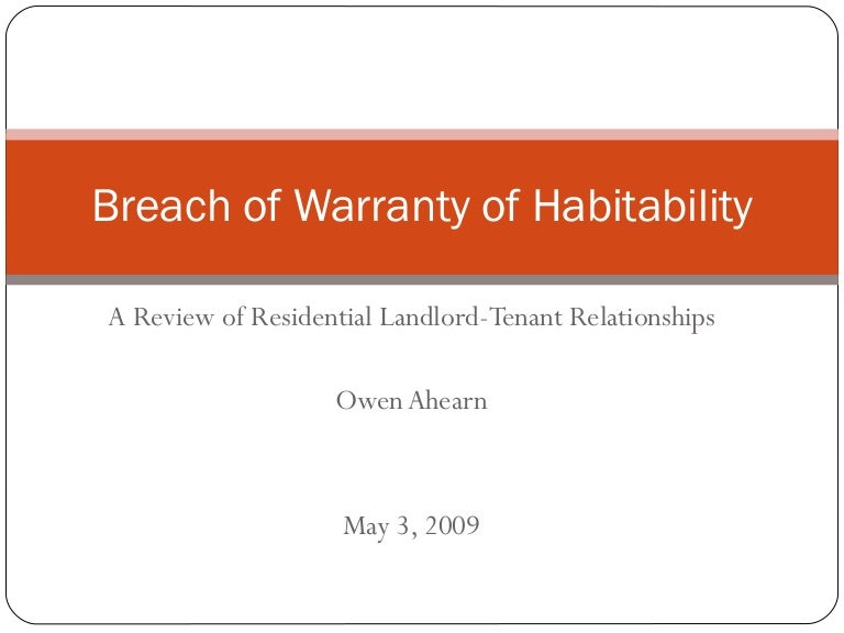 Breach Of Warranty Of Habitability 2009