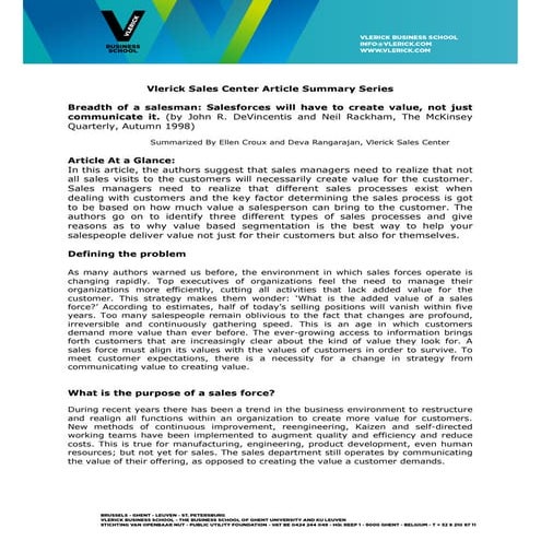 Breadth of a salesman