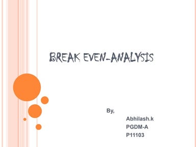 Break even analysis