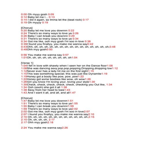 Break down of Lyrics.