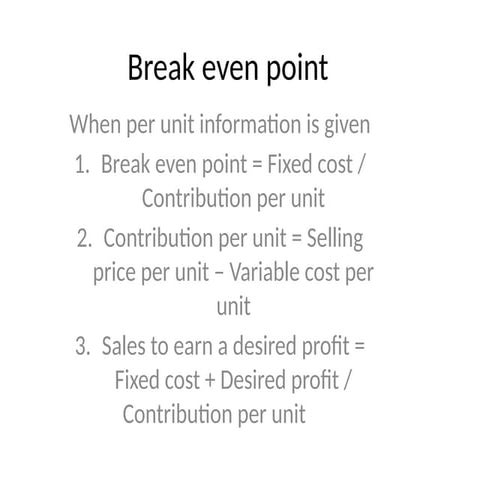 Break even point analysis in Economics for engineers | PPTX